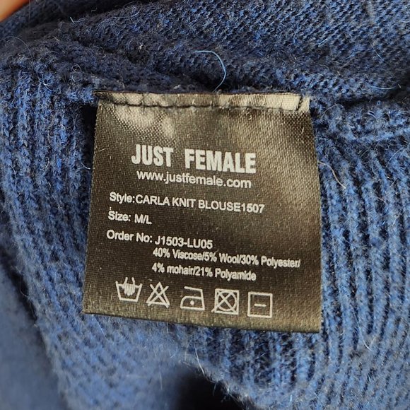 Just Female Wool Mohair Oversized Ribbed Tunic Blouse Top M/L - Picture 5 of 7